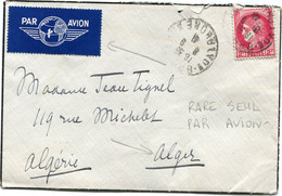 FRANCE LETTRE PAR AVION DEPART LYON-? 8-9-41 RHONE POUR L'ALGERIE - 1945-47 Cérès Van Mazelin