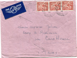 FRANCE LETTRE PAR AVION DEPART PARIS 15-11-44 R. DE LA REINE BLANCHE POUR LE MAROC - 1939-44 Iris