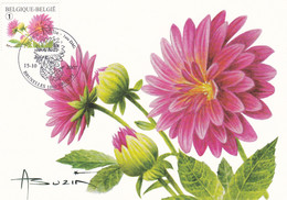 B01-250 3684 Carte Maxima Souvenir Timbre Rouleau Autocollant Dahlia André Buzin 15-10-2007 Bruxelles 1000 Brussel - Franqueo