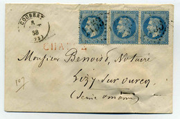 Lettre CHARGE De COUBERT / YT N°29 X3  Tarif à 60c / Dept 73 Seine Et Marne / 1868 - 1849-1876: Période Classique