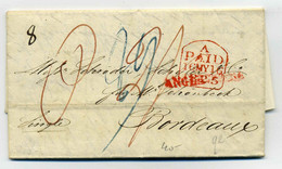 Letter From SUNDERLAND + Marque De Transit ANGLETERRE + Port Payé / Great Britain / 1825 - 1801-1848: Précurseurs XIX