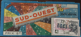 Billet De Loterie Tranche Des Signes Du Zodiaque, 39 ème Tirage,1975 (publicité Journal Sud-Ouest) - Billetes De Lotería