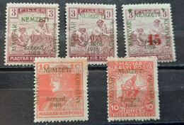 HARVESTERS-CARL IV-SOLDIER-LOT- OVERPRINT NEMZETI-SZEGED-HUNGARY -1919 - Szeged