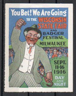 Thumbnail Wisconsin State Fair And Badger Festival Milwaukee-1916-vignette Foire Du Wisconsin Et Festival Du Blaireau - Zonder Classificatie