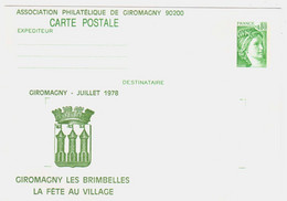 ENTIER POSTAL GIROMAGNY.LA FETE DU VILLAGE.ASSOCIATION PHILATELIQUE 1978 - Enteros Privados