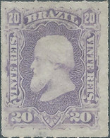 Brasil - Brasile - Brazil,1877 -1878 Emperor Dom Pedro II - 20R Violet,Perf  Rouletted , MINT - Unused Stamps