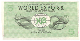 (CC 24) Australia Fake Banknote Money (issued For World Expo 88 In Brisbane) $ 2 & 5 - Other & Unclassified