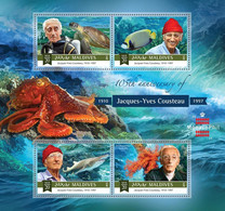 Maldives  2015 Jacques-Yves Cousteau, Turtle ,fish ,shark ,octopus - Maldives (1965-...)