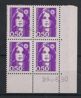 France - 1990 - N°Yv. 2619 - Marianne De Briat 50c Violet - Bloc De 4 Coin Daté - Neuf Luxe ** / MNH / Postfrisch - 1990-1999