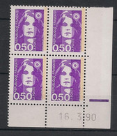 France - 1990 - N°Yv. 2619 - Marianne De Briat 50c Violet - Bloc De 4 Coin Daté - Neuf Luxe ** / MNH / Postfrisch - 1990-1999