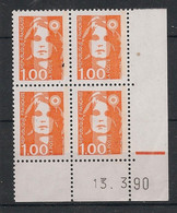 France - 1990 - N°Yv. 2620 - Marianne De Briat 1f Orange - Bloc De 4 Coin Daté - Neuf Luxe ** / MNH / Postfrisch - 1990-1999