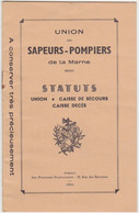 UNION Des SAPEURS-POMPIERS De La Marne - STATUTS - 1955 - Décrets & Lois