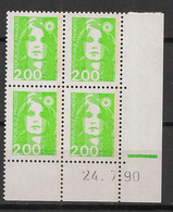 France - 1990 - N°Yv. 2621 - Marianne De Briat 2f Vert Clair - Bloc De 4 Coin Daté - Neuf Luxe ** / MNH / Postfrisch - 1990-1999