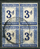 Union Of South Africa Postage Due, Südafrika Portomarken Mi# 27 Gestempelt/used - Lighter Blue - 4-block - Postage Due