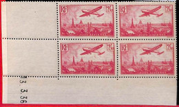 94829a - FRANCE - STAMPS -  Yvert # AIRMAIL 11  - Block Of 4 Coin Datee - Luftpost