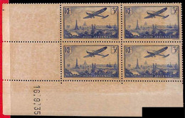 94829b - FRANCE - STAMPS -  Yvert # AIRMAIL 12  - Block Of 4 Coin Datee - Airmail