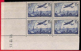 94830a - FRANCE - STAMPS -  Yvert # AIRMAIL 35  - Block Of 4 Coin Datee - Airmail