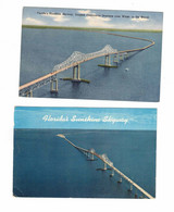 2 Different Florida, USA, The Sunshine Skyway, From Bradenton To St. Petersburg, 1 Linen & 1 Chrome Postcard - Bradenton