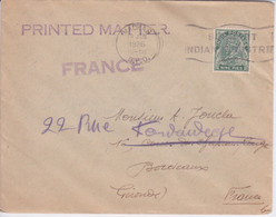 MARCOPHILIE - INDE-1929 -Lettre De MADRAS G.P.O Pour BORDEAUX (France) - Timbre Seul Sur Lettre - Cachet ARCHEVEQUE - Storia Postale