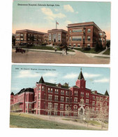 2 Different, COLORADO SPRINGS, Colorado, Deaconess & St. Francis' Hospitals, Pre-1920 Postcard - Colorado Springs