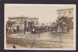 CPA Egypte Non Circulé Carte Photo Alexandrie Tramway Gare - Alexandrie