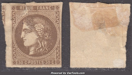 30c Bordeaux Neuf (*) Défectueux (Y&T N° 47, Cote *: 500€) - 1870 Bordeaux Printing