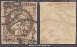 30c Bordeaux Oblitéré Cachet à Date TB (Y&T N° 47 , Cote 650€) - 1870 Bordeaux Printing