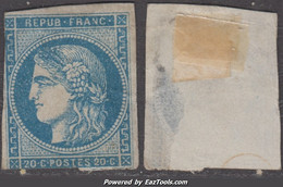 20c Bordeaux Type II Report 2 Neuf (*) Sans Gomme  (Y&T N° 45B, Cote *: 2100€) - 1870 Bordeaux Printing