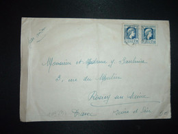 LETTRE Par Avion Pour La FRANCE TP MARIANNE D'ALGER 1F50 O X2 OBL.OBL.?-11 44 EL - BIAR ALGER - 1944 Gallo E Marianna Di Algeri