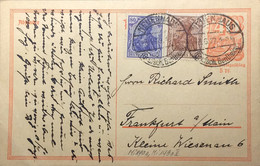 ALLEMAGNE / DEUTSCHLAND 1922 (3/6) Mi.140a & 149aII Auf Postkarte Mi.P141.I Aus Neuenhaus Nach Frankfurt - Storia Postale