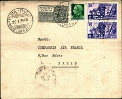 28148) ITALIA AEREOGRAMMA INNAUGURAZIONE LINEA AEREA ROMA-PARIGI 29-7-1935 - Storia Postale (Posta Aerea)