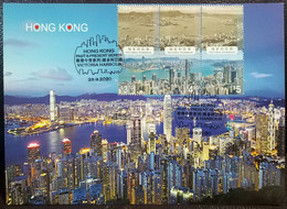 Hong Kong Past And Present Series: Victoria Harbour 2020 Maximum Card MC Se-tenant Stamps Pictorial Postmark J - Tarjetas – Máxima