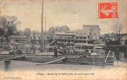 Chatou          78          Bords De La Seine Près Du Pont Dans L'ile. Péniche            (voir Scan) - Chatou
