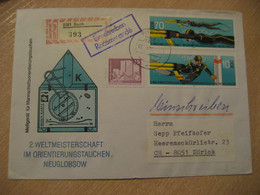 WIECK BARTH 1985 Yvert 2585/6 Orienteering Orientation Diving Neuglobsow Cancel Registered Cover DDR GERMANY - Plongée