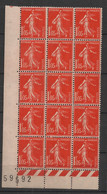France - 1924-26 - N°Yv. 195 - Semeuse 1f05 Vermillon - Bloc De 15 Bord De Feuille - Neuf Luxe ** / MNH / Postfrisch - Neufs