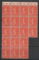 France - 1924-32 - N°Yv. 204 - Semeuse Lignée 85c Rouge - Bloc De 21 Bord De Feuille - Neuf ** / MNH / Postfrisch - Neufs