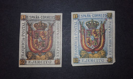 1893 Escudo De España Franquicia Militar - Ejercito En Africa - Melilla - Edifil 1/2 SIN DENTAR - Militaire Vrijstelling Van Portkosten