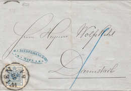 1858 Faltbriefülle WIEN Nach Darmstadt, Rücks. Distributionsstp. Und '1' Kreuzer Botenpostzuschlag Mit Bläuel (w5) - Brieven En Documenten