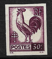 France 1944, Coq N°631**,  Non Dentelé Variété Double Impression . Cote 80€. - Ongebruikt