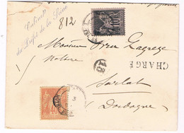Lettre Chargée Sage Paris 10c + 40c  Préfet De La Seine TB . A Saisir - 1877-1920: Semi-moderne Periode