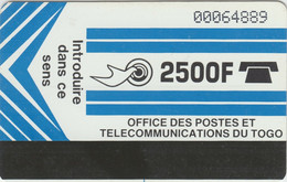 TOGO : 03 2500F Light Blue Slashed Zero USED - Togo