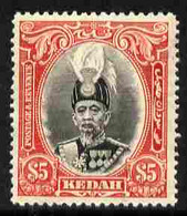 Malaya - Kedah 1937 Sultan $5 Black & Scarlet Mounted Mint SG 68 - Kedah