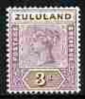 Zululand 1894-96 QV Key Plate 3d Mounted Mint SG 23 - Zoulouland (1888-1902)