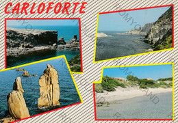 CARTOLINA  CARLOFORTE, IGLESIAS, SARDEGNA,SARDEGNA, SOLE, LETTINI, VACANZA, BARCHE A VELA , MARE,ESTATE,  VIAGGIATA 1987 - Iglesias