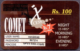 PREPAY-PHONE-INTERNET : XCE07B Rs.100 XCESS.COM COMET NIGHT 15 (Win Overprinted) USED - Pakistán