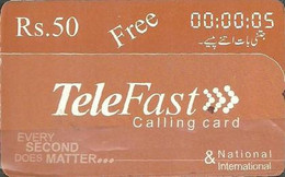 PREPAID : RTF01 Rs. 50 Free TeleFast Calling Card Brown USED Exp: 1 MONTH - Pakistan