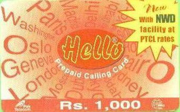 PREPAID : RHE11A Rs.1000 Hello Brown (Now=italics) USED - Pakistan