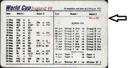 PAKMAP : WP04132V 30 World Cup England 99 Calendar (missing Print) USED - Pakistan