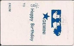 PAKMAP : WP0101B 20 GEMINI    Blue Happy Birthday To .. From .. USED - Pakistan