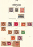 India Ovpt., Laos, Mulitary Service 1954 (Archeological 4v MH /Used + MH / Used On Map  Series  Wmk Varities + On Piece) - Franchise Militaire